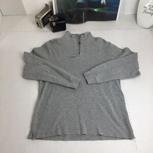 Chaps Quarter Zip Sweater Mens Large Gray 100% Cotton Mock Neck Preppy Golf